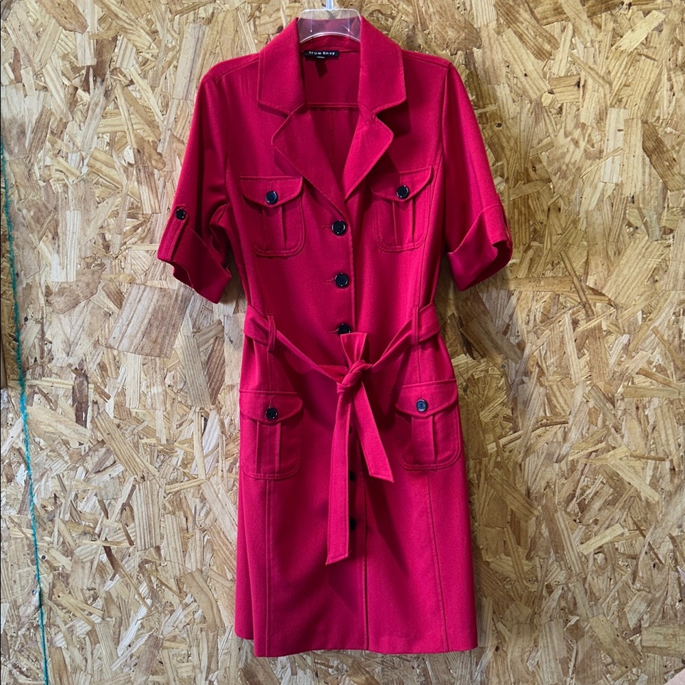 Original True Envy Button Front Red Dress, Size 12
